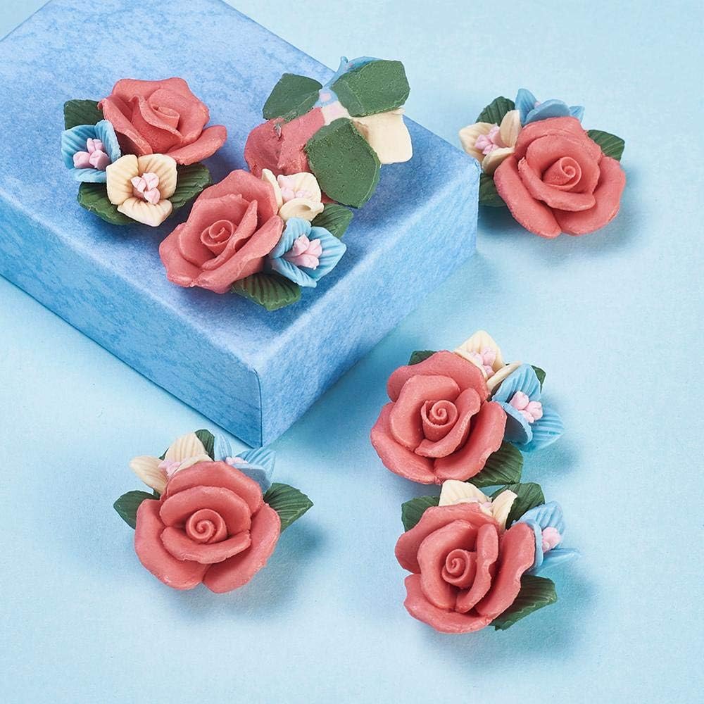 nt 100pcs Handmade Porcelain Cabochons China Clay Beads c Red for DIY Jewelry Accessories Handicrafts Supplies 23 * 12mm D118 (Color : Red)