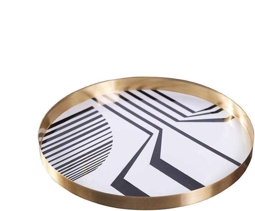 Tray Decor Tray Storage Round Tray Metal Jewelry Tray Copper Tray Ornaments Storage Tray Gold Storage Tray Food Tray(B)