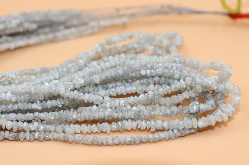 Natural Raw White Diamond Uncut Beads 3-4 mm Raw Diamond Beads Uncut Diamond Beads White Diamond Beads