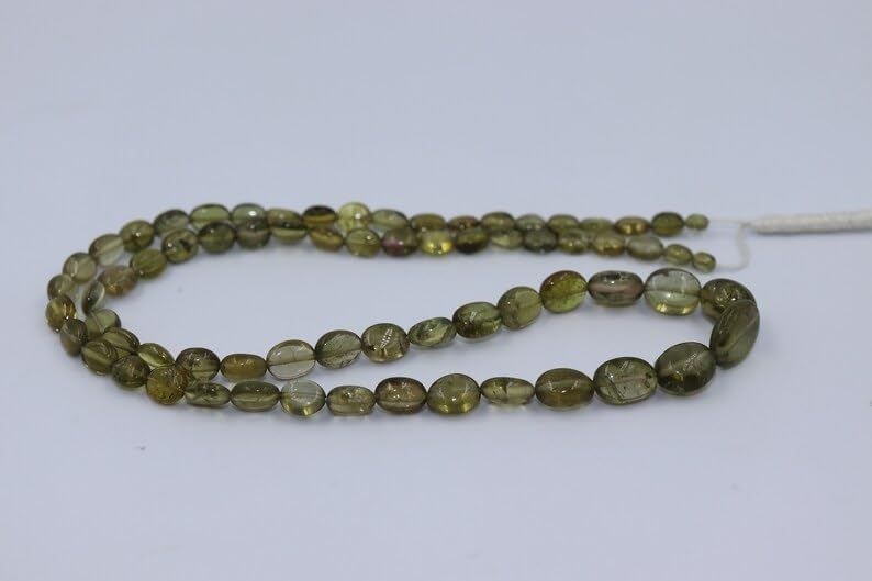 Green Tourmaline Smooth Oval Shape Beads 4 * 6-5 * 7 mm TTourmaline Beads Green Tourmaline Smooth Oval Beads Green Oval Beads for Making Jwelery