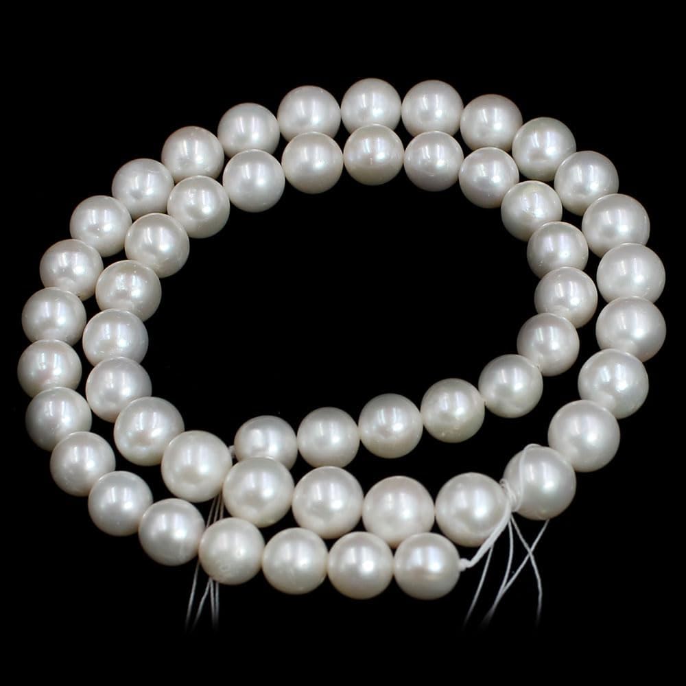 8-9mm 5A Grade Round White Freshwater Pearl Gemstone Beads Strand 15