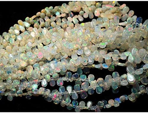 13 inch natural beads strand of 5x8mm smooth pear ethiopian welo opal gemstone briolletes beads for DIY jewelry - necklace, bracelet, earring, ring.