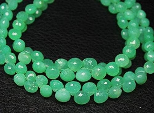 Chrysoprase Apple Green Faceted Onion Drop Loose Gemstone Craft Beads Strand 9 Inch Long 5mm 8mm Code-HIGH-20743