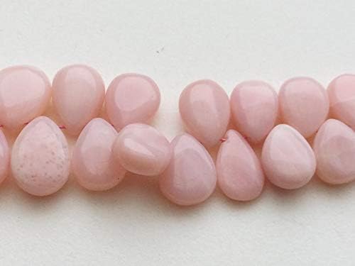 13 inch natural beads strand of 7x10-12x17mm smooth pear pink opal gemstone briolletes beads for DIY jewelry - necklace, bracelet, earring, ring.