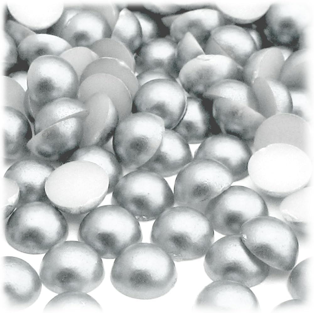 The Crafts Outlet 10000-pc Pearl Finish Half Dome Beads, Round, 12mm, Charcoal Gray