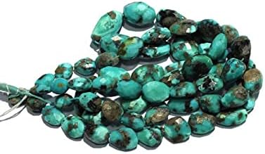 13 inch Strand of Natural gem Arizona Turquoise, 12-21mm Fancy Oval Faceted Beads for DIY Jewelry Making. | Beads_01993, blue