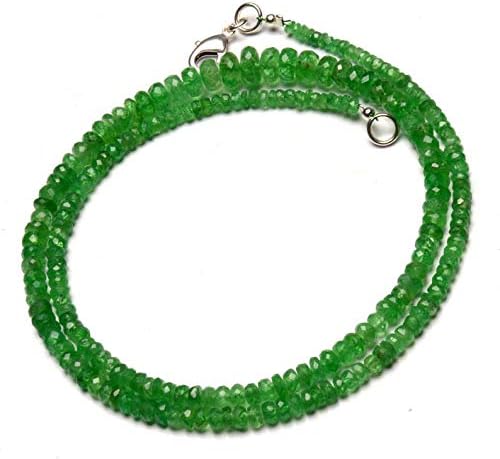 Natural Gemstone Tsavorite Faceted 3 to 7MM Big Size Rondelle Beads 18 Inch Full Strand Very Rare Gem Beads Necklace Green Garnet