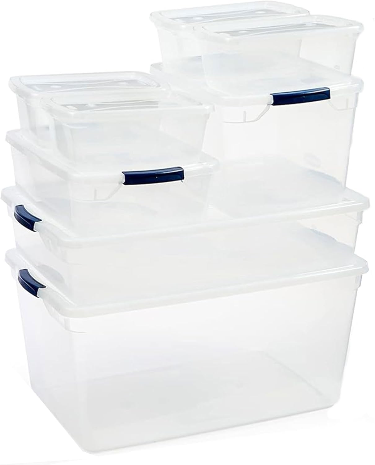 Rubbermaid Cleverstore Clear Dorm Variety 16-Pack, Made in USA, Stackable Large Clear Storage Bins with Lids, See-Through Plastic Storage, with Latching Lids, BPA-Free