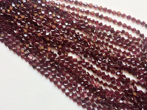 ZOYLA 5 Strands Garnet Beads, Natural Garnet Faceted Fancy Pear Beads, Straight Drill Garnet Necklace, 6mm 13 inch