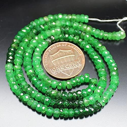 Natural Shaded Tsavorite Garnet Faceted Gemstone Rondelle Craft Beads Strand 16