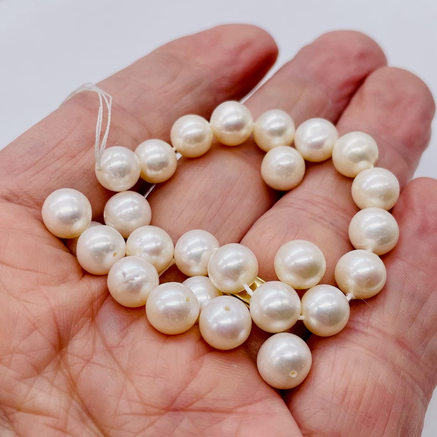 Natural Creamy Satin 8 to 9mm Pearl Strand 102639 for Jewelry Making