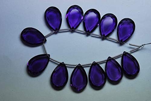 7 Pcs -AAA-Purple Amethyst Quartz Faceted Pear Briolettes 25mm Large Size Code-HIGH-54938