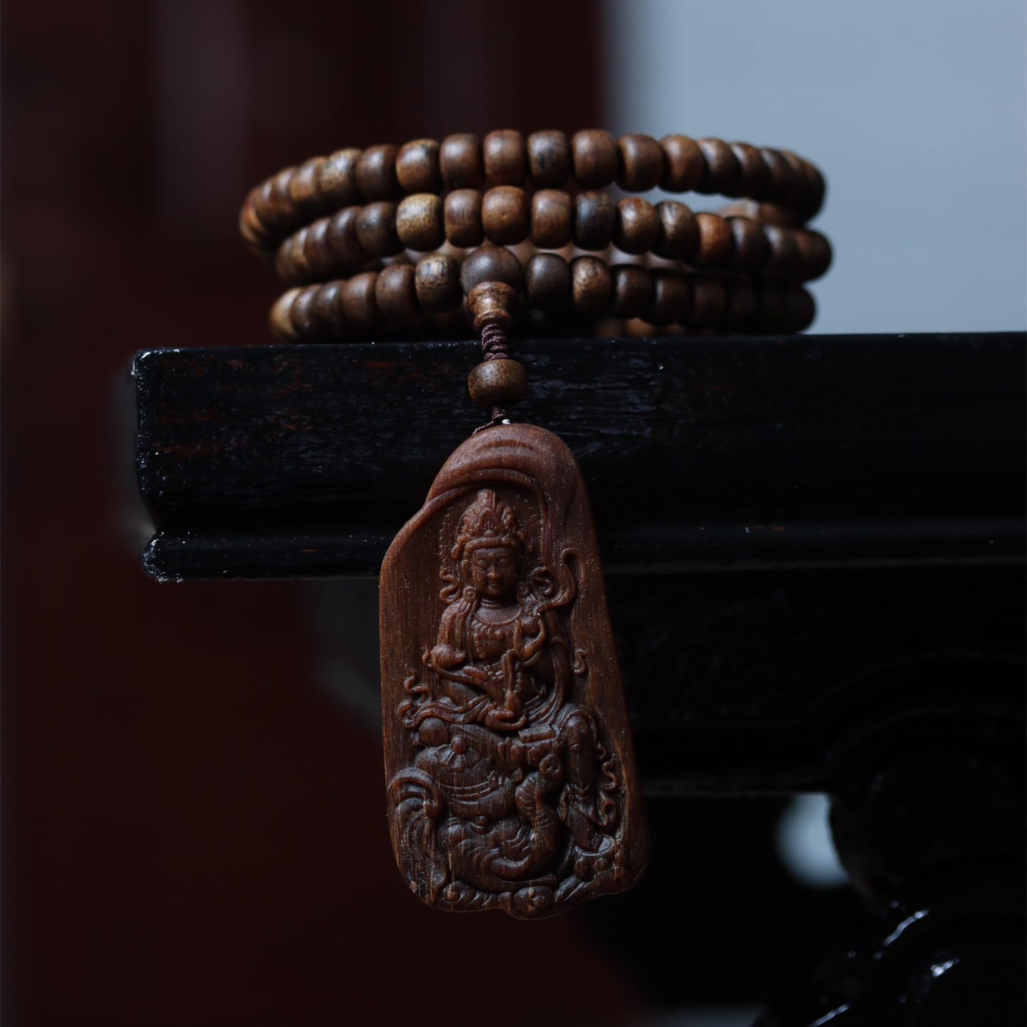 Hainan Yingge Green Nanmu Agarwood 6x8mm*108 Beads Full-Oil Aquilaria sinensis Rosary Sinking Grade