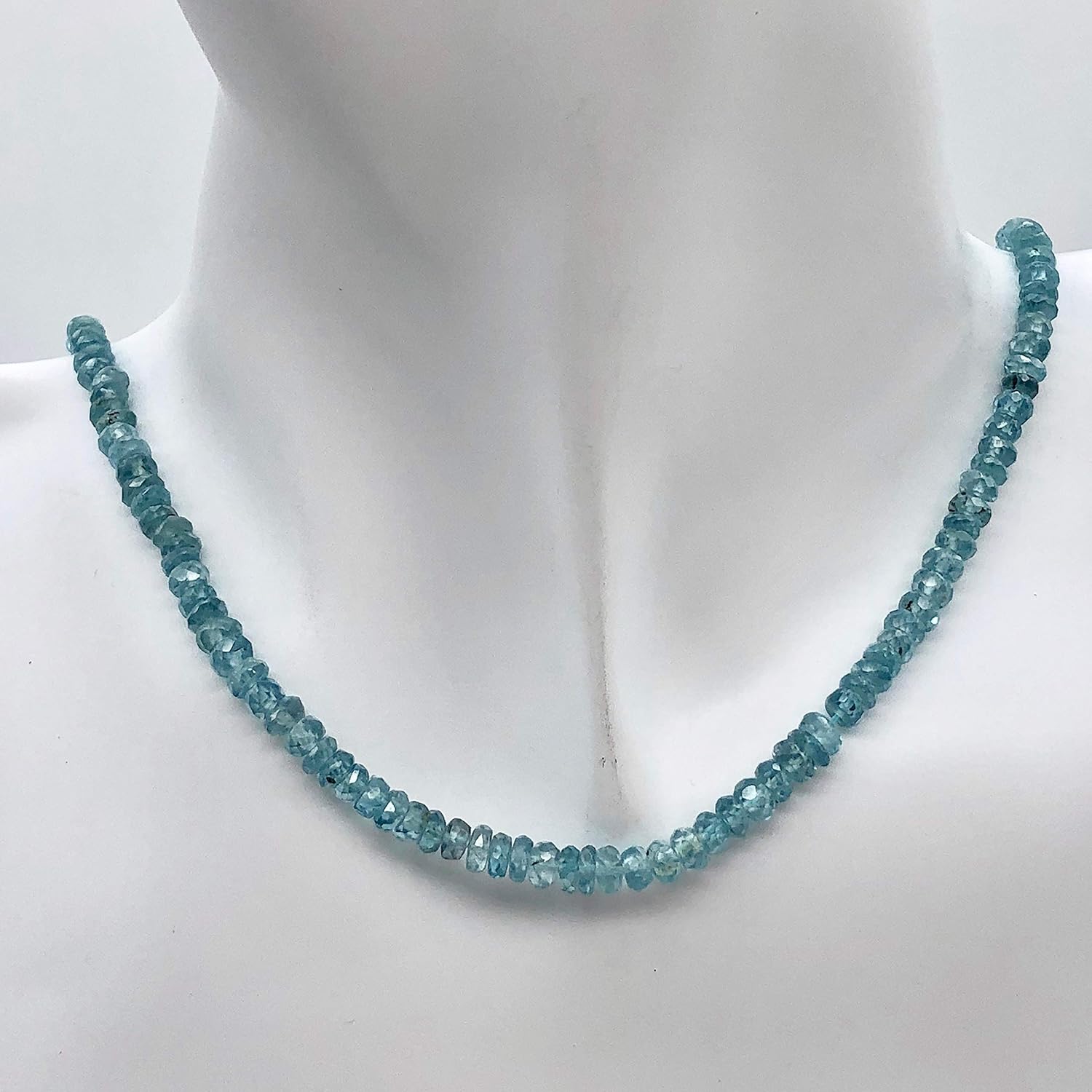 78.9cts Natural Blue Zircon 4x2.5-3x1.5mm Graduated Faceted Bead Strand 10845 for Jewelry Making