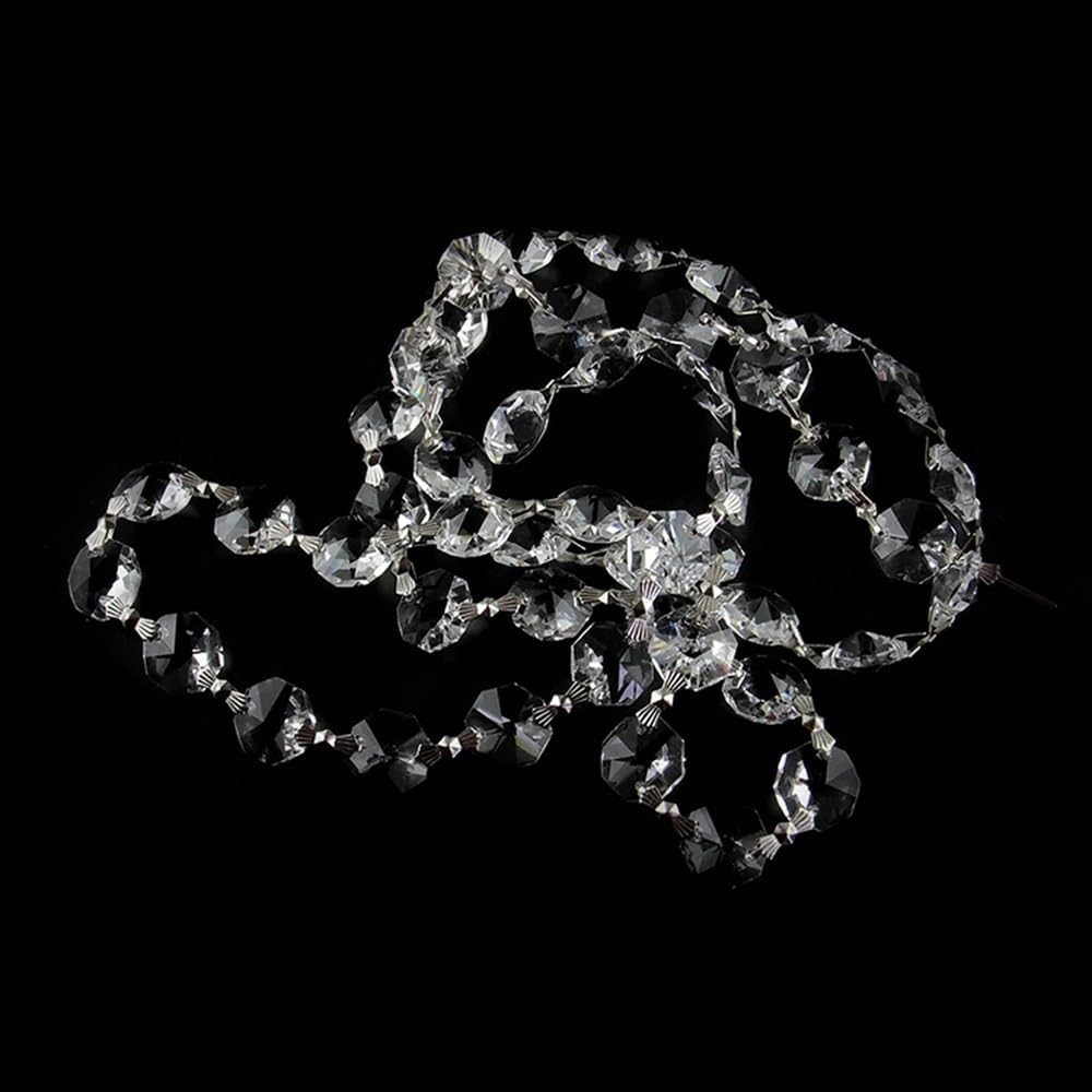 Hanging Crystals Prisms 14mm K9 Crystal Octagon Beads Garlands with Silver Buckle Pendant Lighting for Home Decoration Hangings Crystals for Decoration(20m)