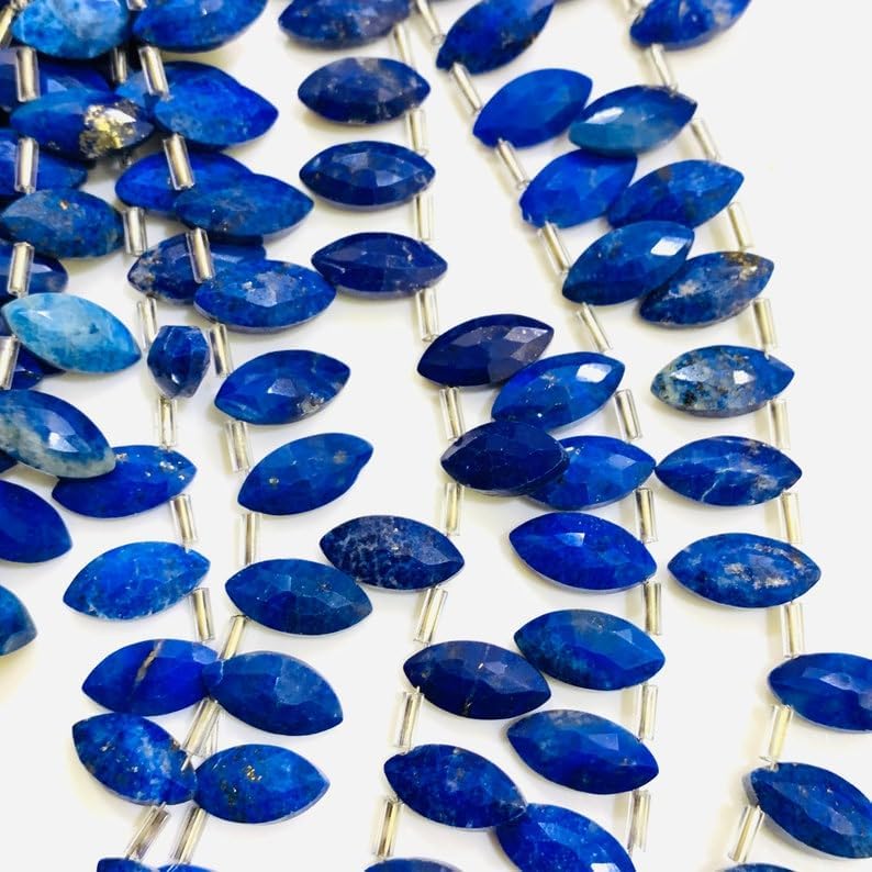 Natural Lapis Lazuli Boat Faceted Beads 12X6 14X7 mm 8 inch Long String Jewelry Making Gemstone Beads for Necklace Bracelet