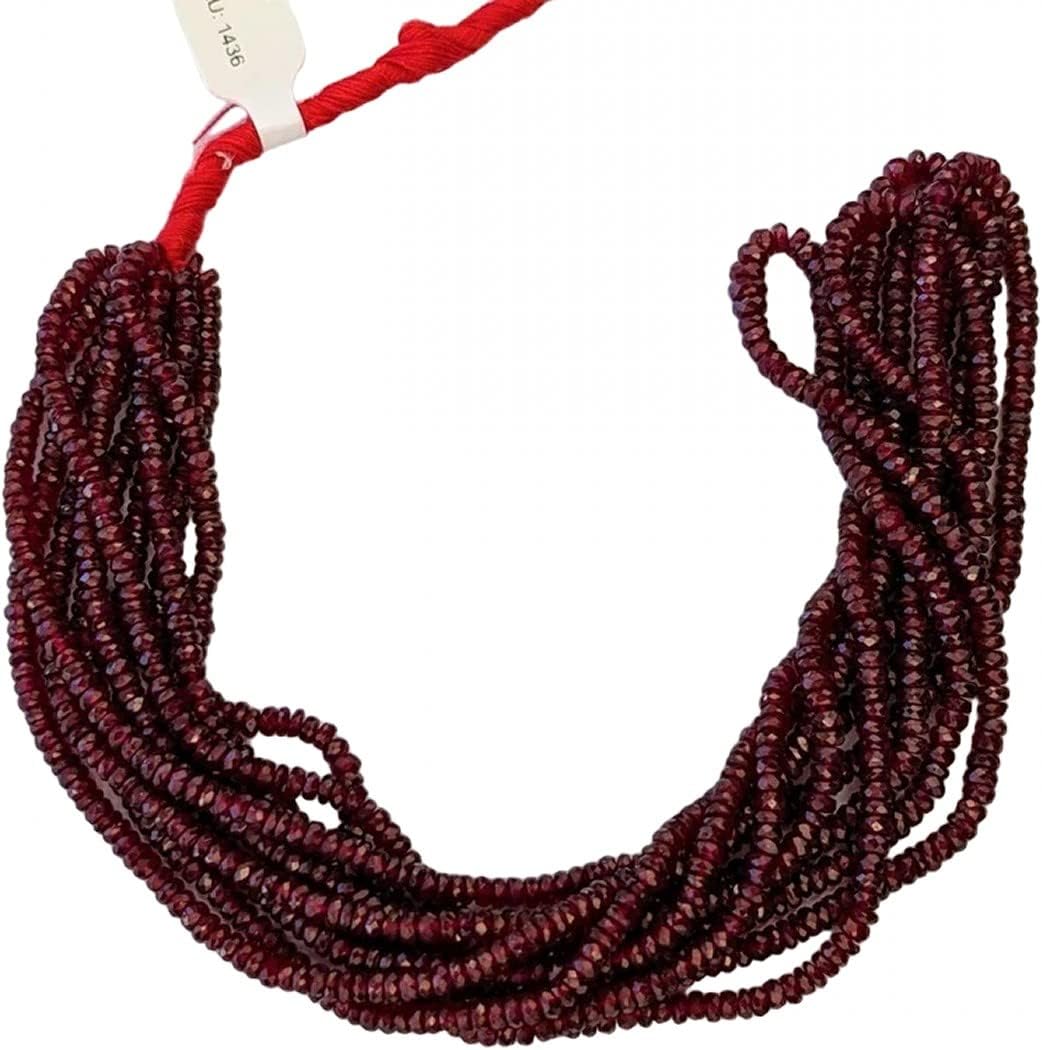 1 Strand Red Ruby 3mm Hand Faceted Rondelles 16
