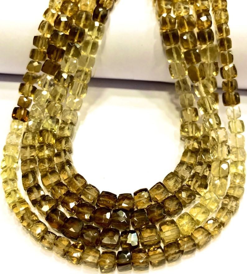 Natural Bear Quartz Shaded Box Faceted Beads 6 MM 18 inch Long String Jewelry Making Gemstone Beads for Necklace Bracelet