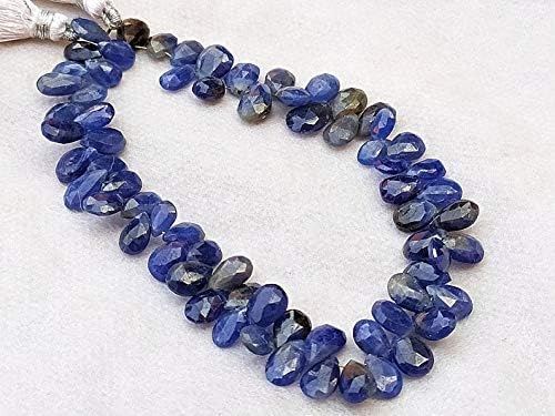 GEMZ 6 inch Strand of Natural Blue Sapphire pear Shape Faceted Cut Blue Color briollete Beads for DIY Jewelry Making- Earring Necklace Bracelet.