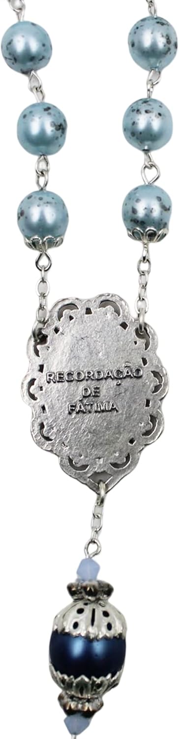 Handmade in Portugal Light Blue Pearl Beads Our Lady of Fatima Rosary