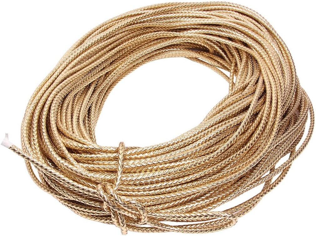 Premium PU Braided Cord,for Jewelry & Crafts - 10/12mm Diameter, 5/100m Length,Fade-Resistant DIY Rope,for Bracelets, Bags & Accessories(Gold,12mm 100m)