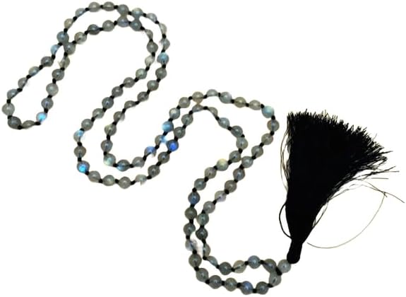 Natural Labradorite 8mm 108 Mala Beads, Spiritual, Meditation Beads, Reiki, Japa Mala, Buddhist Prayer Beads, Yoga Bracelet, healing beads LKMALA-RRGU-3088