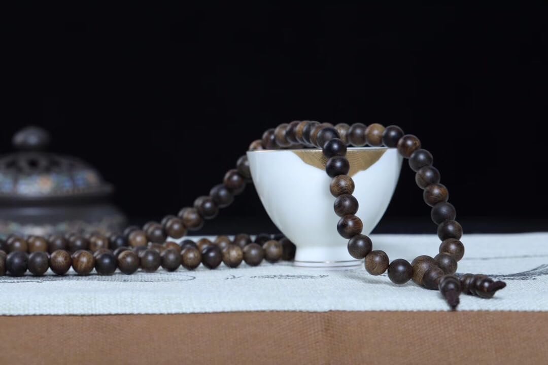 Natural Cambodian Bodhisattva Agarwood Sinking Grade Beads 10mm*108 Pieces Old Material Multi-Circle Bracelet