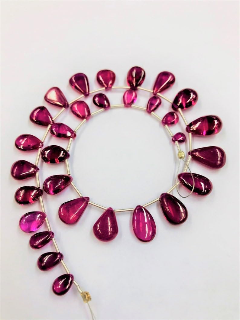 Natural RED Corundum pear soomth Beads 5x10mm 30psc Long String Jewelry Making Gemstone Beads for Necklace Bracelet