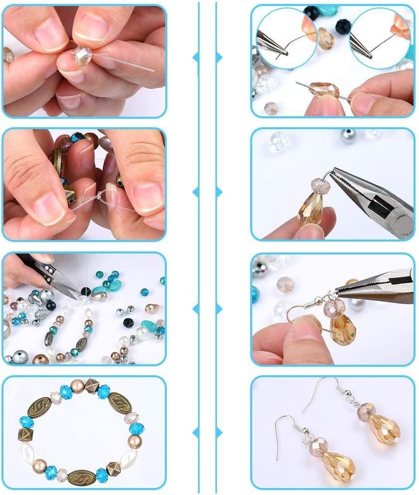 1290PCS Jewelry Making Supplies Kit with Beads Charms Findings Jewellery Pliers Beading Wire for DIY Necklace Bracelet Earrings
