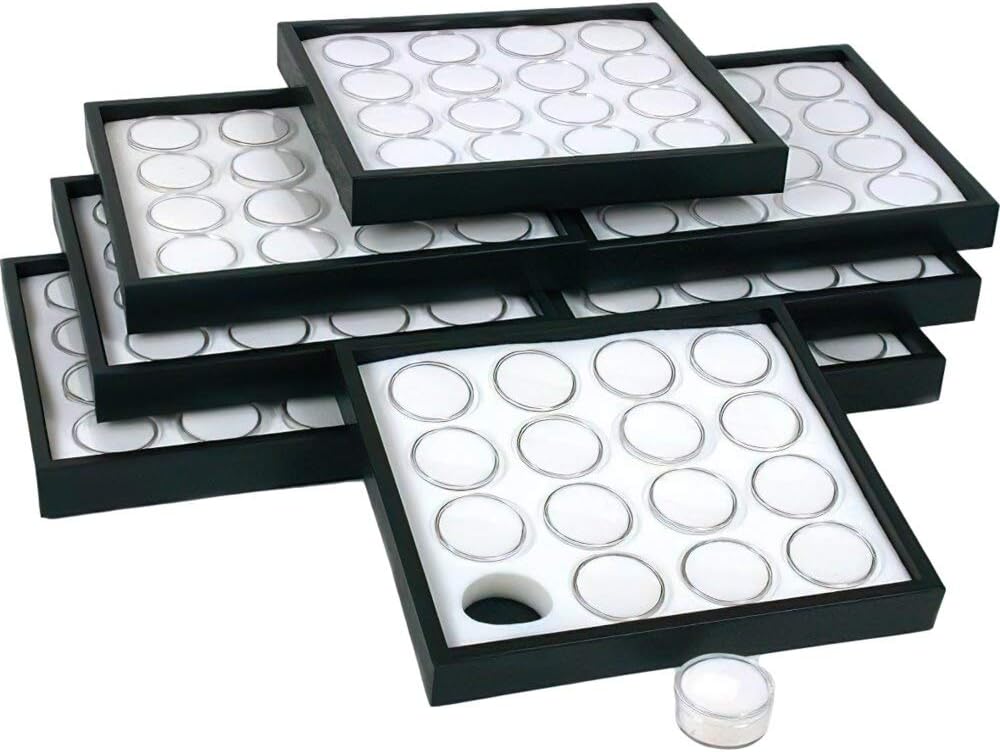 8 16 White Gem Jars Display Inserts & Stackable Tray