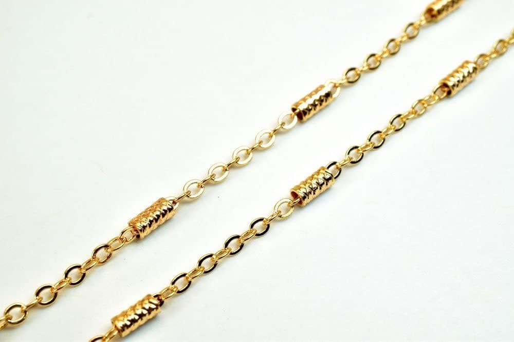 18K Pinky Gold Filled EP Flat Link Cable Chain/Bar Chain Width 2mm Thickness 0.25mm Finding Sold by Foot PGF10