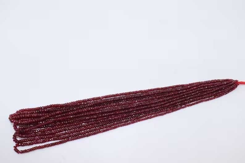 Natural Longido Ruby Faceted Rondelle 3mm Beads Strand for Jewelry Making