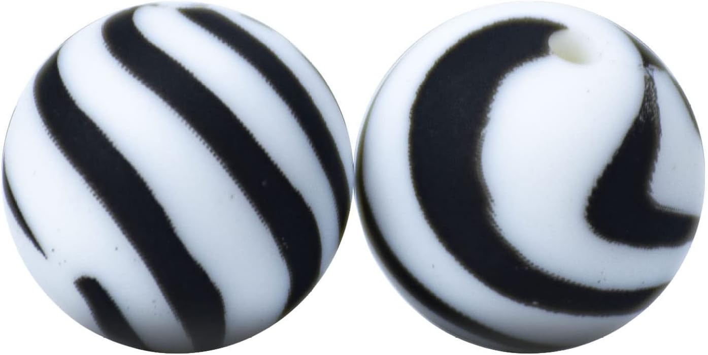 Silicone Beads Bulk 15mm DIY Necklace Bracelet Keychain Making Craft Set Jewelry, Leopard Prints Cow Silicone Beads Bulk Round Bead Loose with Accessories 10 Pieces (Green)