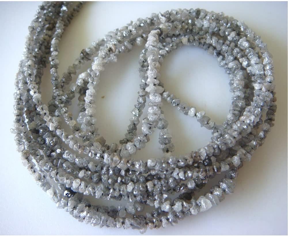 2mm Gray Rough Diamonds, Sparkling Gray Raw Diamond Beads, Gray Raw Uncut Diamond Beads For Jewelry (4IN To 16IN Options), 2 MM