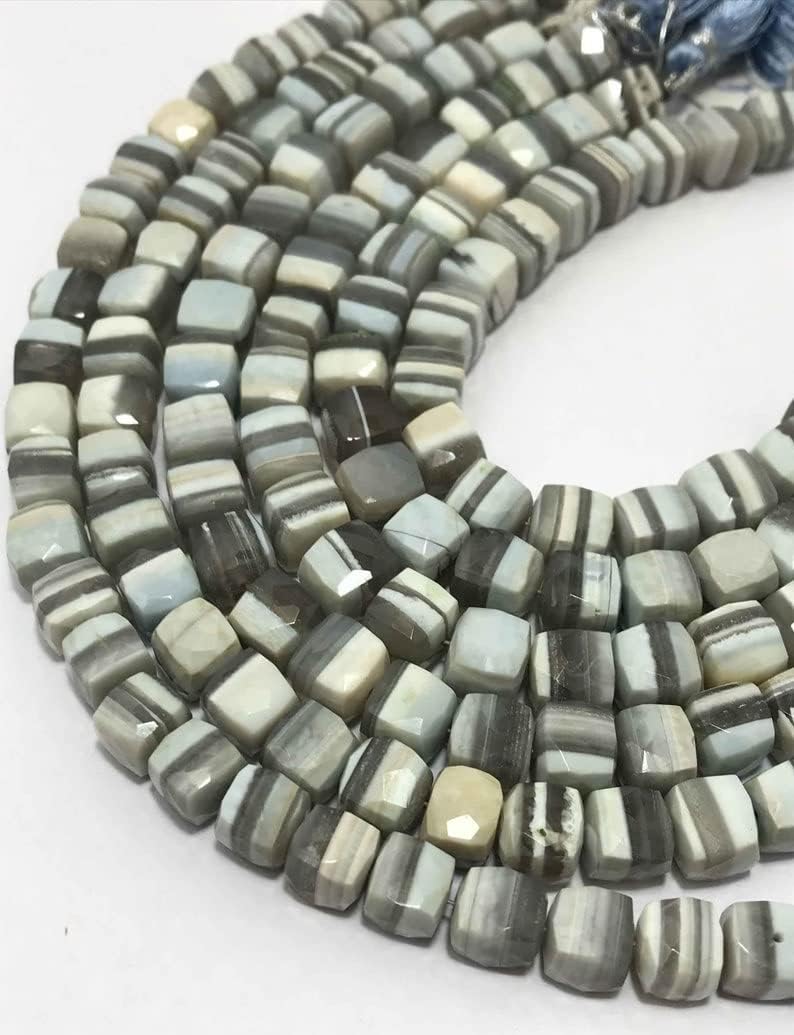 13 inch Strand of Natural gem Boulder Opal, 7-9mm Box Faceted Beads for DIY Jewelry Making. | Beads_01691