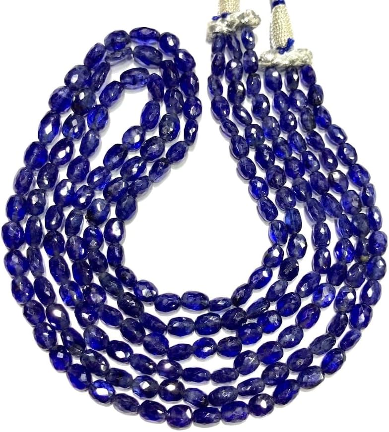 Natural Blue Sapphire Oval facated Beads 5-7 MM 17 inch Long String Jewelry Making Gemstone Beads for Necklace Bracelet