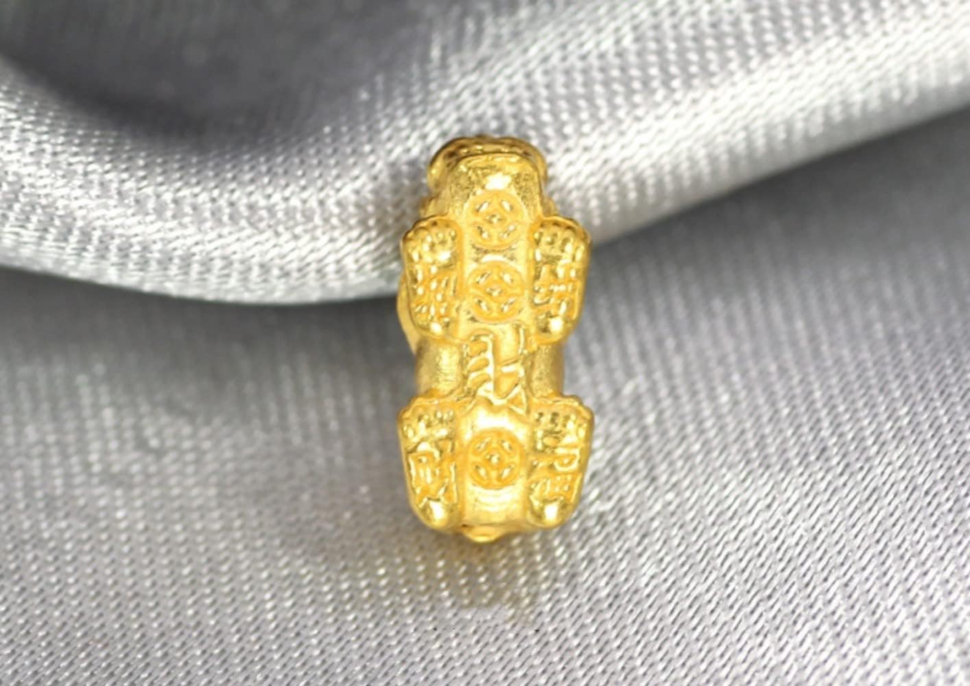 24K Pure Gold Pixiu Bead Wealth for Bracelet Necklace Jewelry Making Luxury Bead DIY 1pc