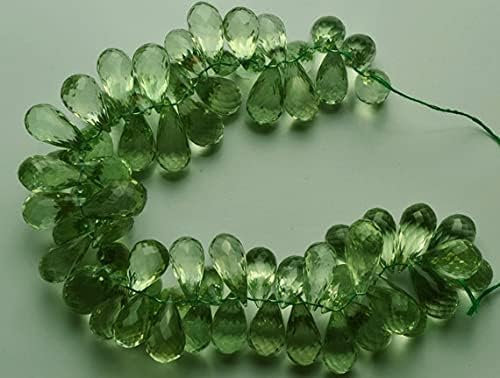 1 Strand Natural 8.5 Inch Stands Natural Super Green Amethyst Micro Faceted Drop Shape Big Beads 15 to 20 MM
