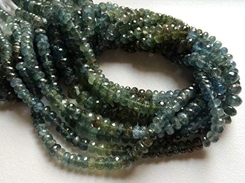 1 Strand Natural Moss Aquamarine Faceted Rondelle Beads, Moss Aquamarine Necklace, 7-9mm Beads, 14 Inch Code-HIGH-15817
