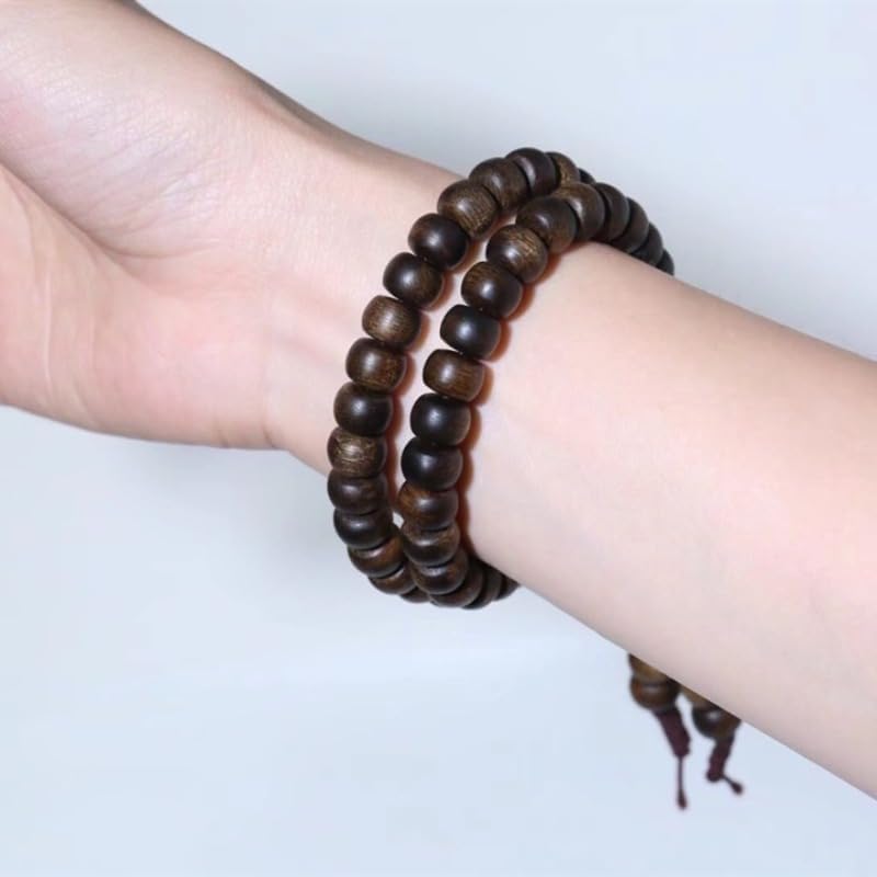 Brunei Qinan agarwood Apple Beads, 8mm*54 Beads, Nine-Part Meditation Beads with a Sweet, Cool, Milky Fragrance and Soft Qinan Texture