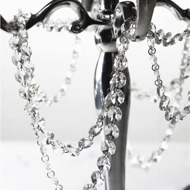 Hanging Crystals Prisms 14mm Clear Octagon K9 Crystal Beads Connected with 11mm Rings for Wedding Cake Decorative Crystal Garland/Strand, 20M/lot Hangings Crystals for Decoration