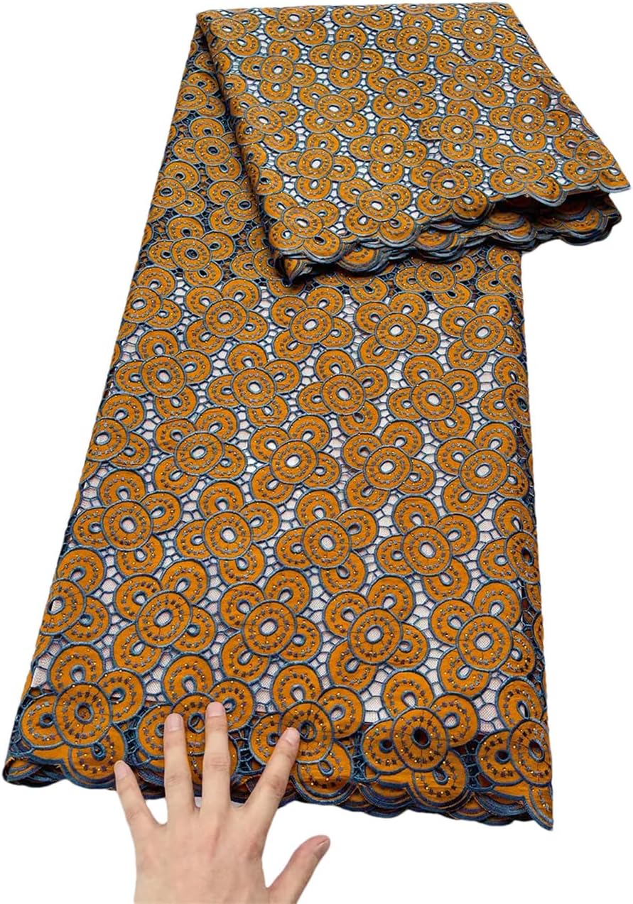 Lace Embroidered African Nigerian Guipure Voile Fabric Middle Eastern Sewing Dress Fabric
