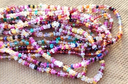 GEMZ 8 inch Strand of Natural Multi Gemstone rondelle Shape Faceted Cut Multi Color Color Beads for DIY Jewelry Making- Earring Necklace Bracelet.