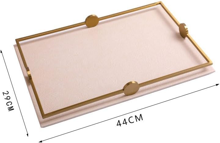 Cafeteria Tray Light Luxury Minimalist Porch Dining Table Model Room Leather Tray Fruit Tray Storage Tray Living Room Home Decoration Ornaments Tray Serving Trays(Red,Medium)