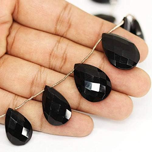 1 Strand Black Spinel pear Drop Faceted 9'' Long Strand Gemstone Beads, Jewelry Supplies for Jewelry Making, Bulk Beads, for Meditation Jewellery for Reiki Healing Mystic Gemstone 19mm to 24mm