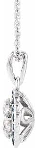 14k White Gold Blue Sapphire & 1/3 Ct Diamond Halo Cluster Pendant 18