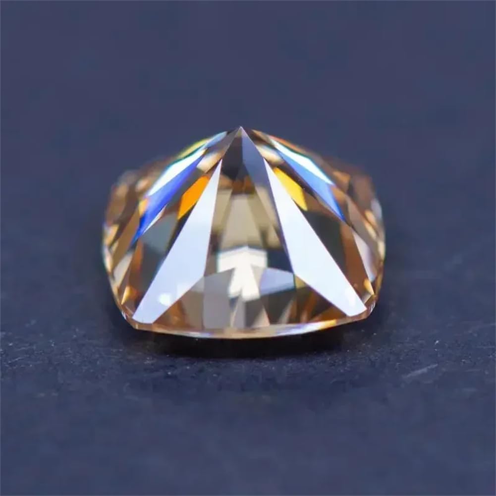 Moissanite Stone Square Cushion Shape Champagne Color Charms Beads Vvs1 For Jewelry Making With GRA