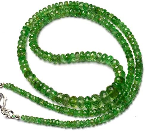 Natural Gemstone Tsavorite Faceted 3 to 7MM Big Size Rondelle Beads 20 Inch Full Strand Very Rare Gem Beads Necklace Green Garnet