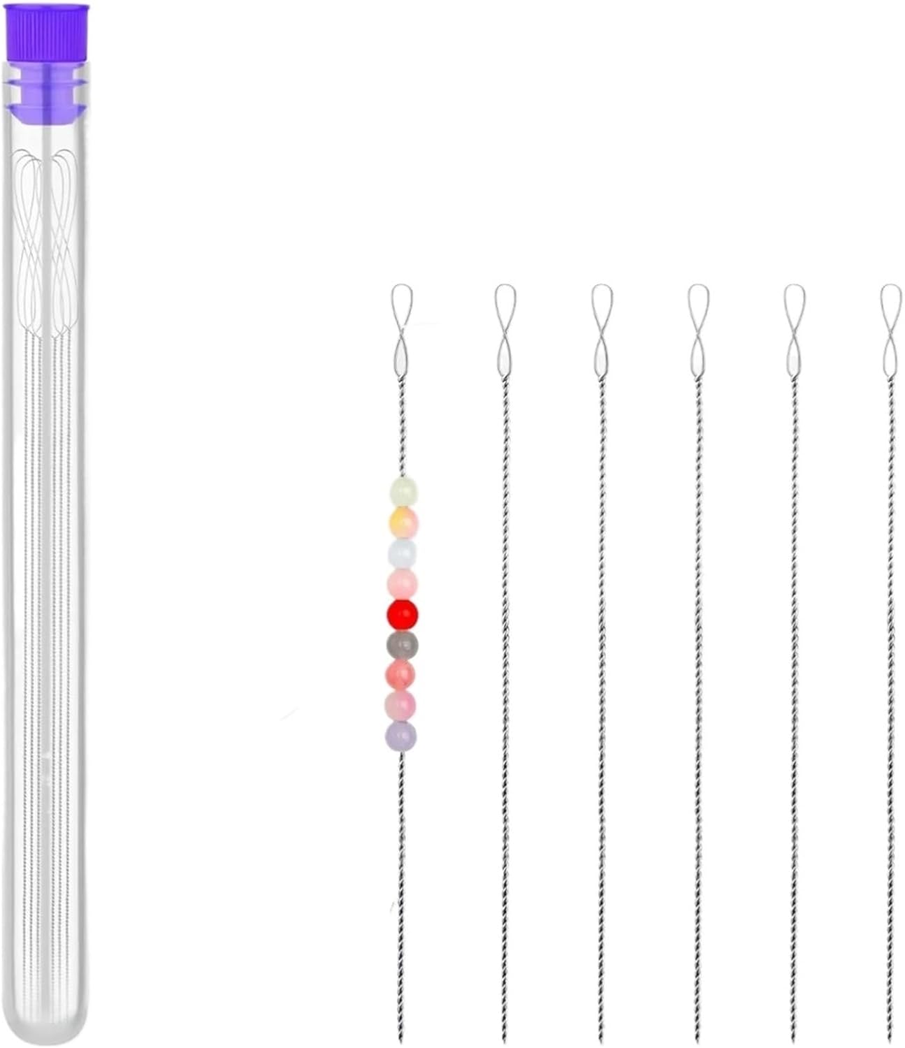 Beading Needles 4/8/12set* 6Pcs Beading Needles Collapsible Eye Twist Seed Bead Twisted Wire Needle for Jewelry Making(12set)