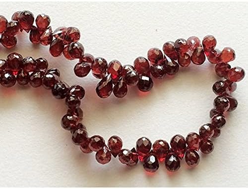 BEADS GEMSTONE 1 Strand Natural Red Garnet Briolette Beads, 6x4mm Beads, AAA Beads, 9 Inch Code-HIGH-15634